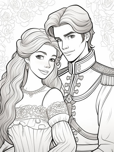 Princess Princess Prince coloring page, elegant style
