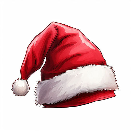 Santa hat clipart in the style of Chiaroscuro Art, on a white background