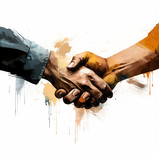 Handshake clipart in the style of Chiaroscuro Art, on a white background