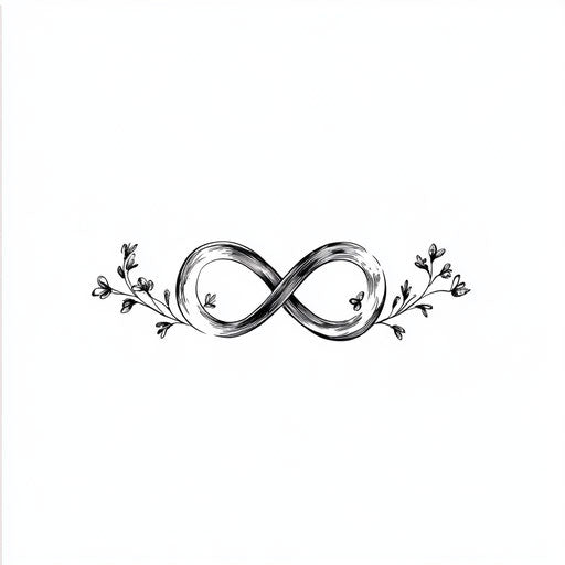 Small minimalist infinity symbol tattoo on white background