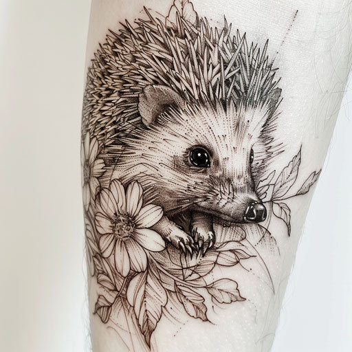Detailed sketch of a hedgehog with fine line work and subtle shading