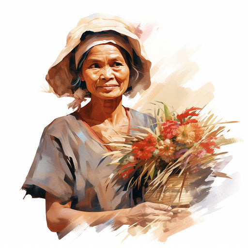 Bayanihan clipart in Oil painting style on white background