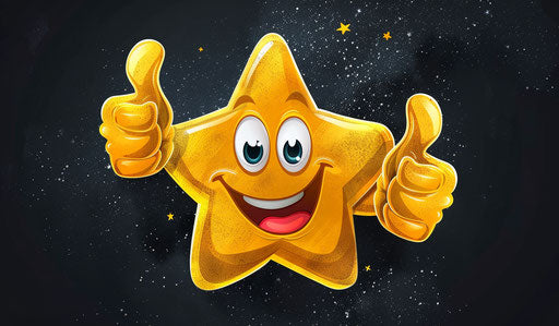 Smiling star with thumbs up