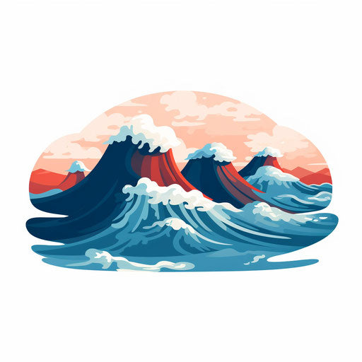 Ocean clipart in Minimalist style, on white background