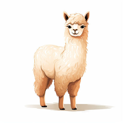Alpaca clipart in Minimalist style, on white background