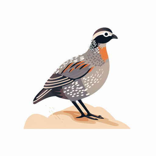 Minimalist quail illustration on white background