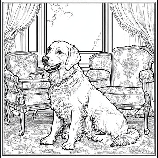 Printable Golden Retriever Coloring Page Designs