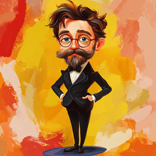 Humorous caricature of an Anton Chekhov illustration