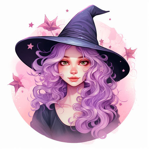 Witch illustration in Pastel Colors Art style
