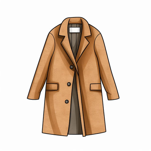 Coat illustration in Minimalist style, on white background