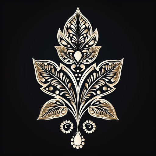 Black and white henna leaf coloring book, Indian style