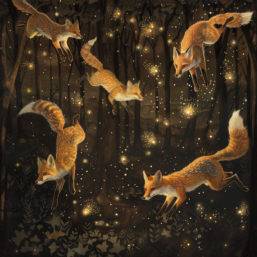 Flying foxes with magical fireflies