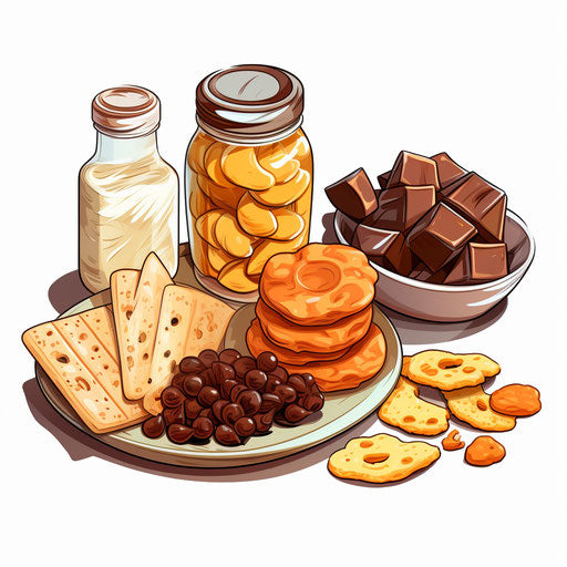 Snack clipart in the style of Chiaroscuro Art, on a white background