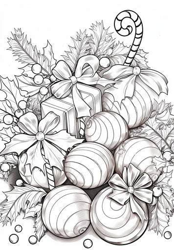 Christmas candy coloring page in J.C. Leyendecker style