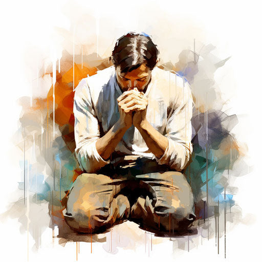 Praying artwork in Impressionistic style