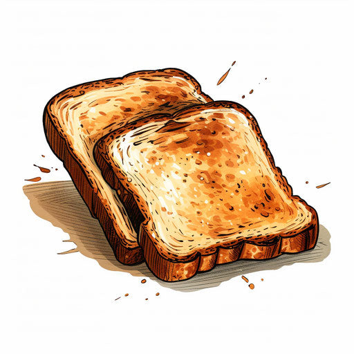 Illustration of toast in the style of Chiaroscuro Art, on a white background