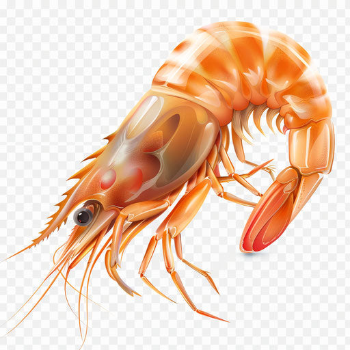 Shrimp clipart with flat random background and glossy finish