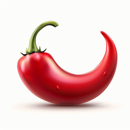 Realistic chilli clipart on flat white background, smooth gradients and high detail