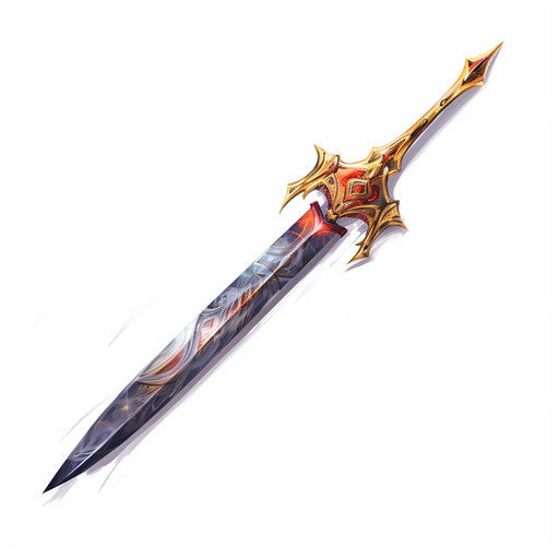 Illustration of a sword in the style of Oil painting on white background