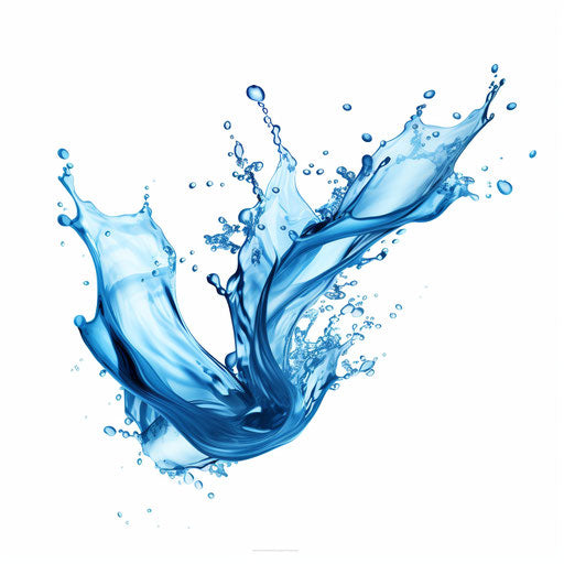 Water splash, Chiaroscuro Art style, on white background