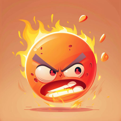 Angry red emotion with fire coming out