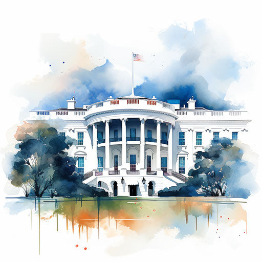 White house Impressionistic Art on white background