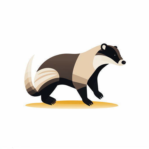 Minimalist style badger clipart, on white background