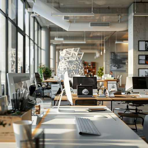 Dynamic architectural office with 3D models