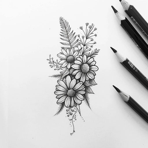 Birth flower bouquet with wildflowers and ferns