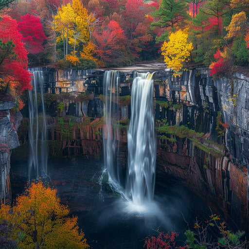 Colorful Autumn Falls at Noccalula Falls, Alabama