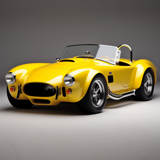 Bright yellow AC Shelby Cobra car