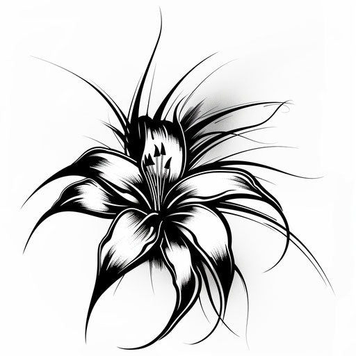 Stylized tribal tattoo design of a November birth flower on white background