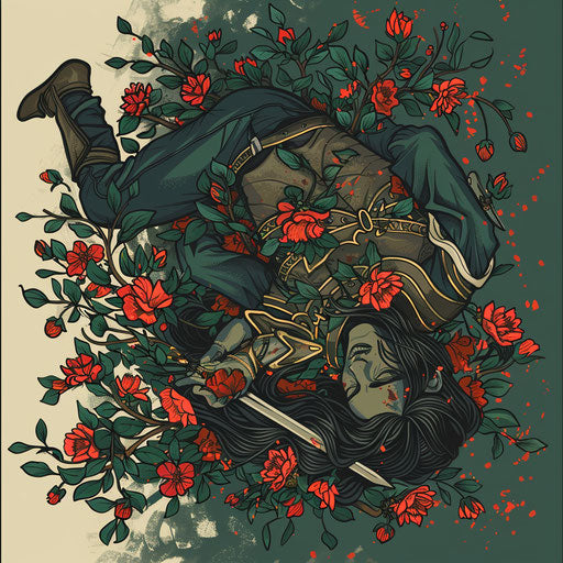 Baldur's death tattooed in colorful dark and vibrant colors