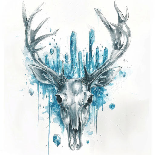 Deer Skull Tattoo Sketch Set