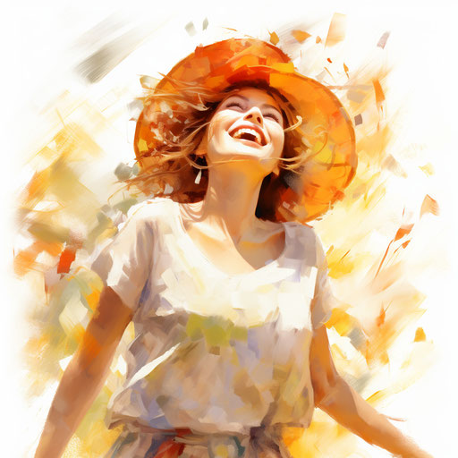 Happy clipart in the style of Impressionistic Art, on a white background