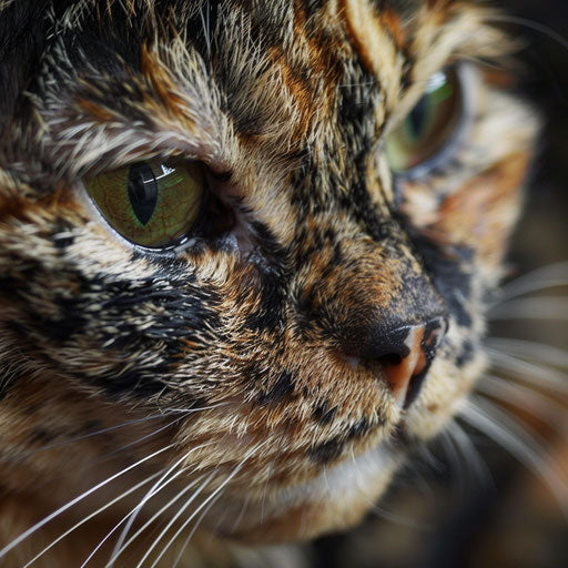Tortoise and cat: close-up of the face