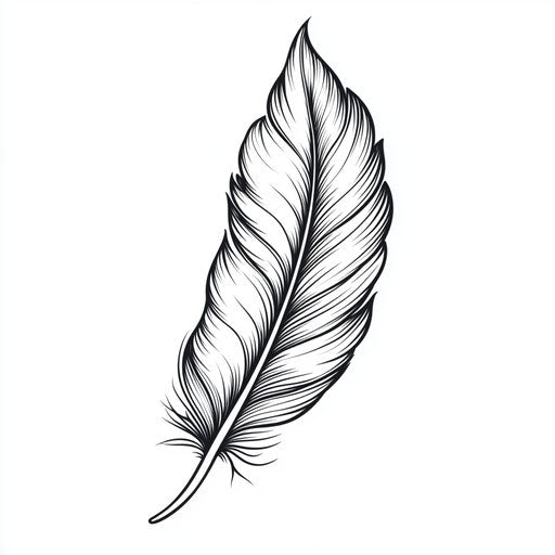 Simple black and gray feather tattoo sketch for women