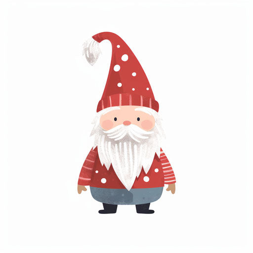 Christmas gnome clipart in Minimalist style, on white background