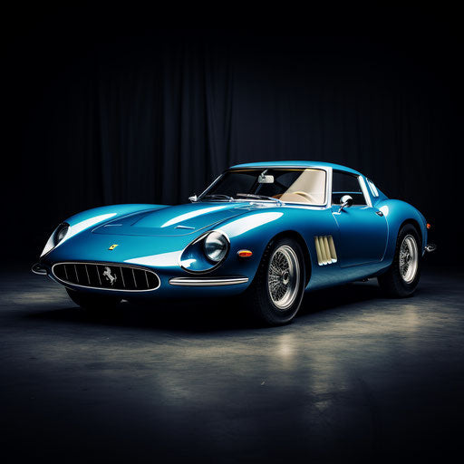 Bright blue classic sports car