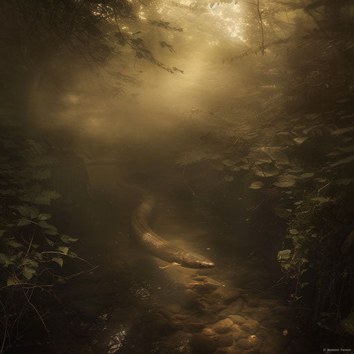 Electric eel in a murky, mysterious river