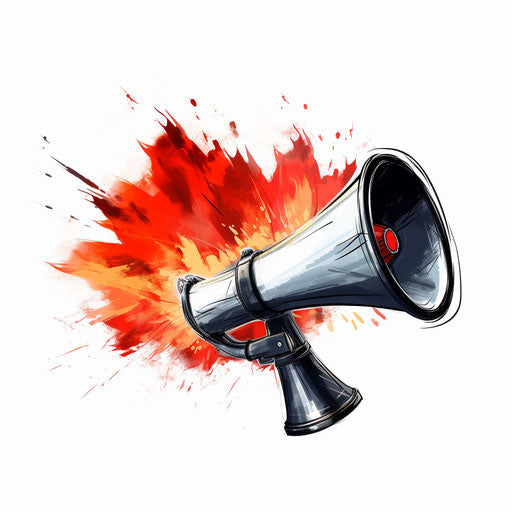 Megaphone illustration in Chiaroscuro Art style, white background