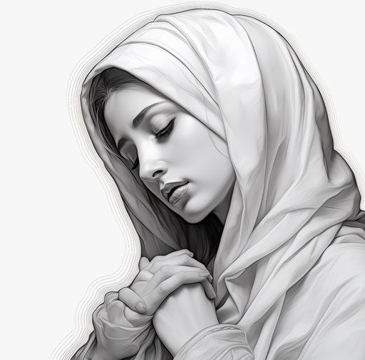 Religious symbol of the holy mary, graphite sketch style