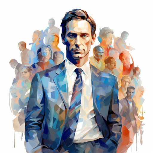 Leadership illustration in the style of Impressionistic Art, on white background