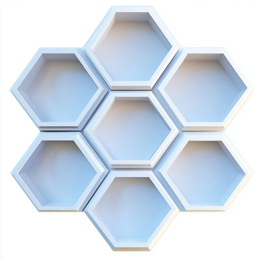 3D hexagon on flat white background, isolated clipart
