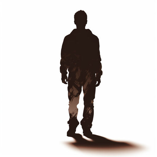 Human silhouette in Chiaroscuro Art style on white background