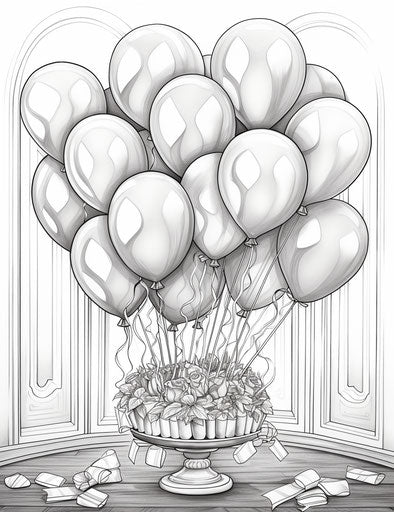 Happy Birthday Balloon Coloring Page