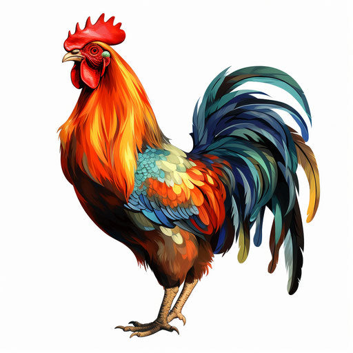 Rooster artwork in Chiaroscuro Art style on white background