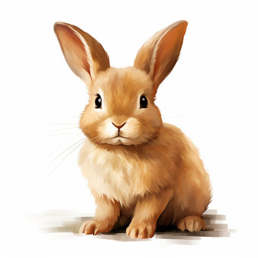 Adorable bunny clipart in Oil painting style, on white background