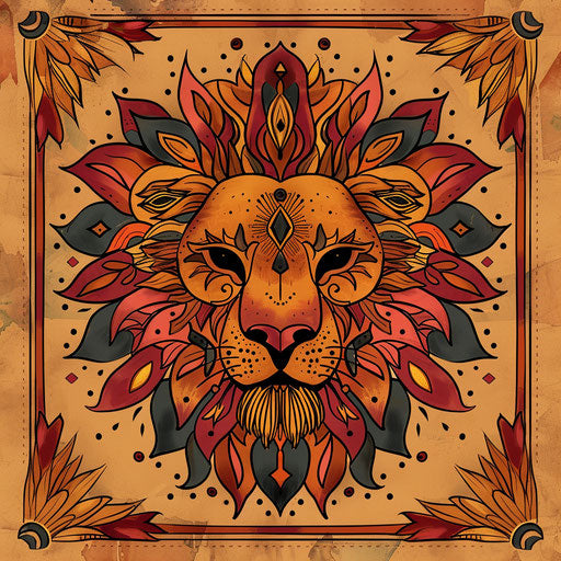 Folk art tattoo sketch of the Lion of Judah