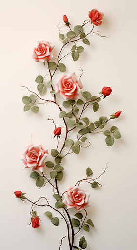 Wall art of rose tree flower vine designs